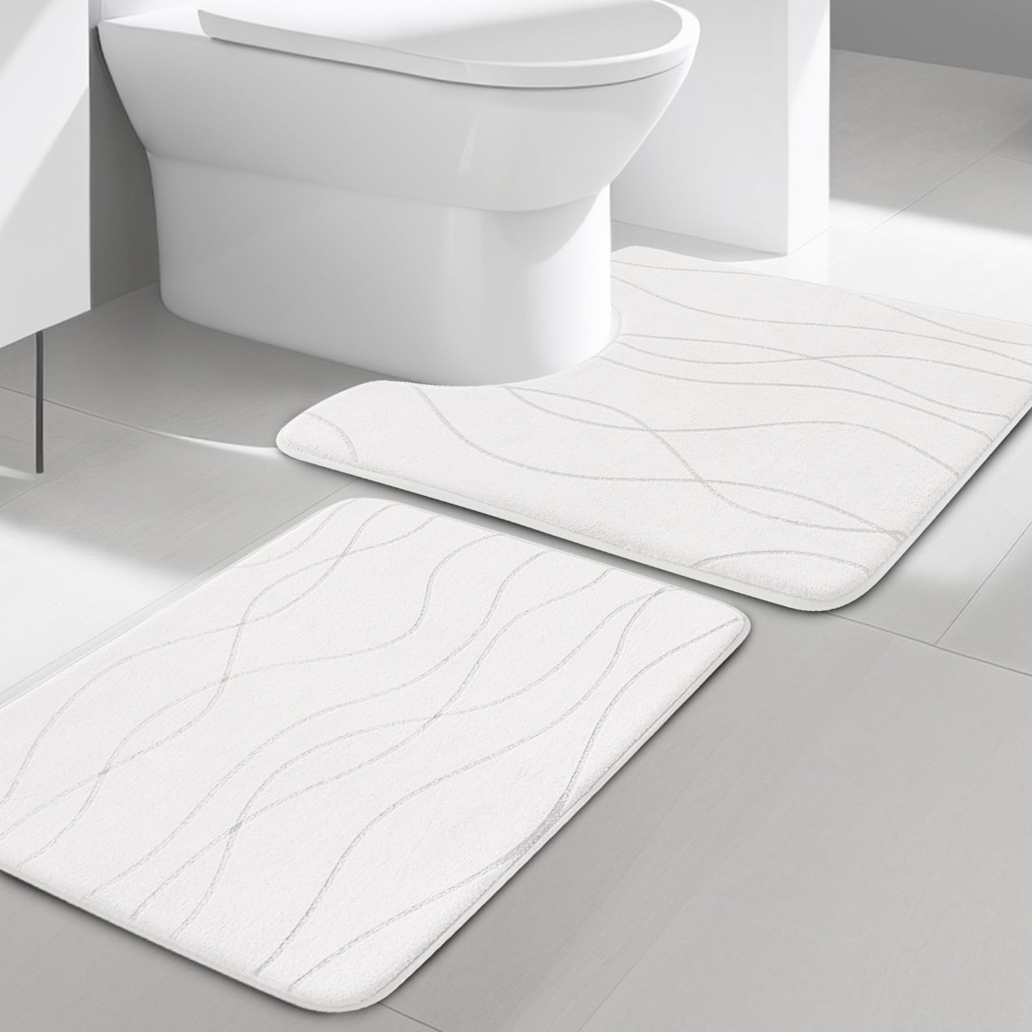 Dark Grey Memory Foam Bath Rug Set