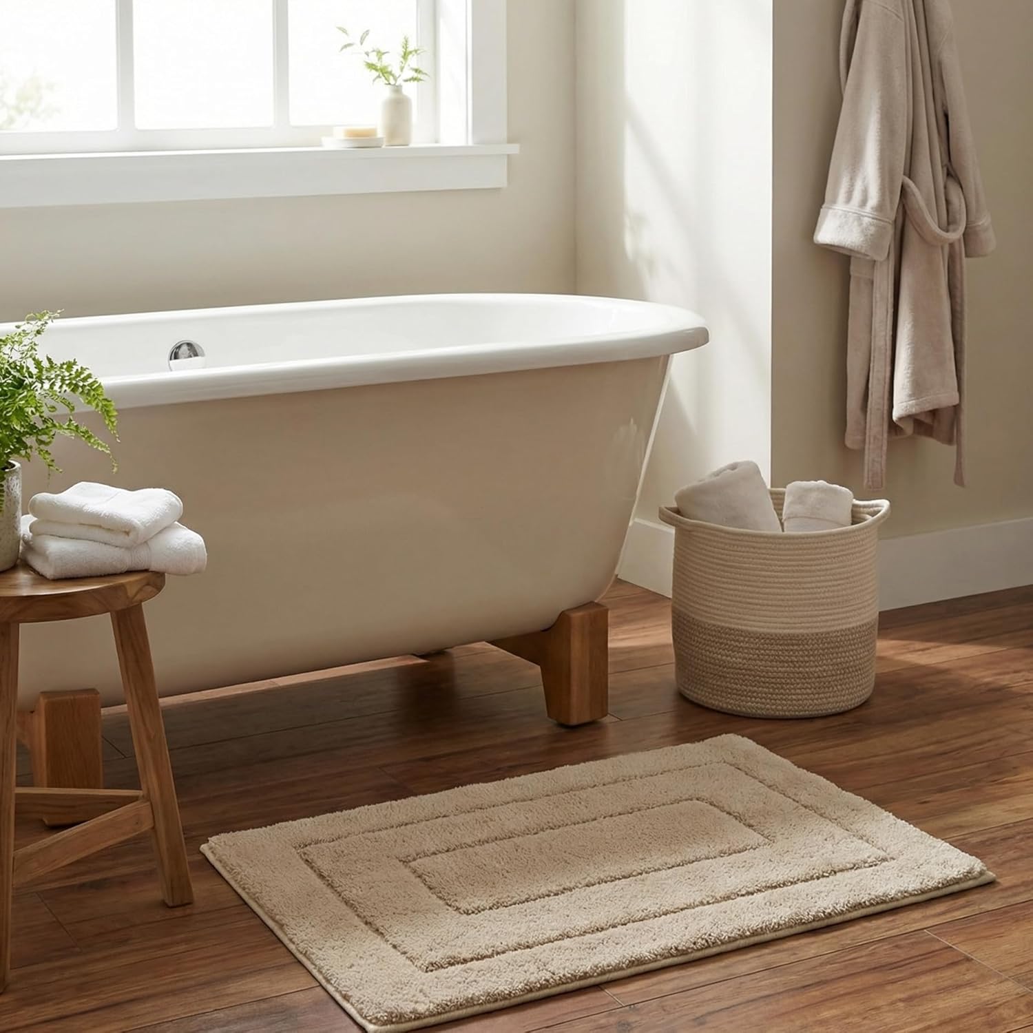 Gray Microfiber Non-Slip Bath Rug