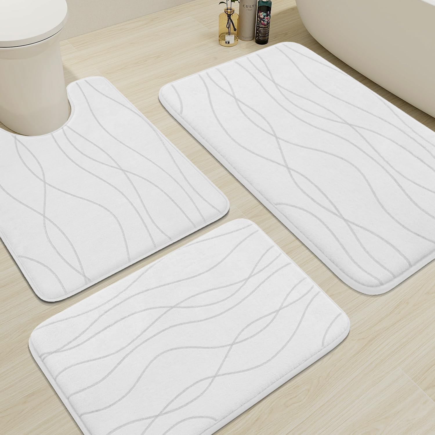 Dark Grey Memory Foam Bath Rug Set