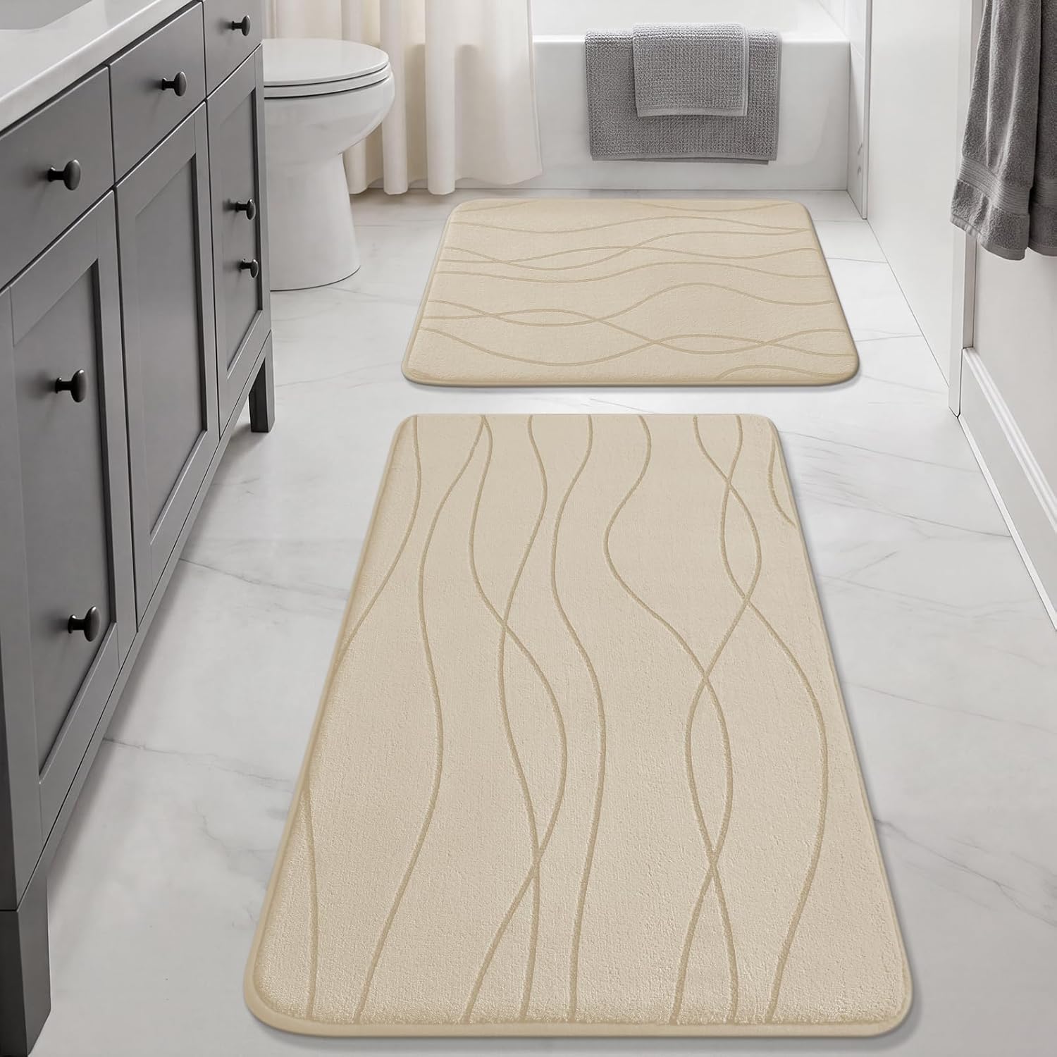 Dark Grey Memory Foam Bath Rug Set