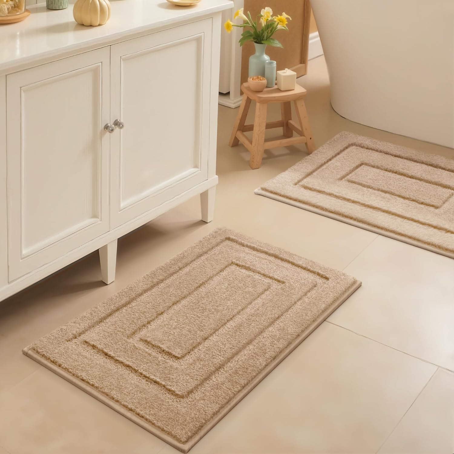 Gray Microfiber Non-Slip Bath Rug