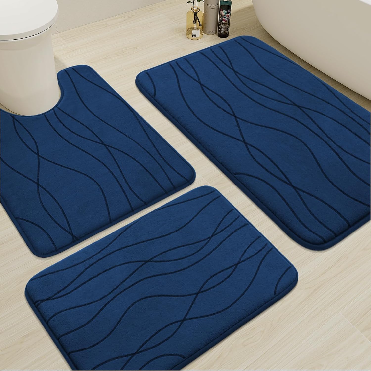 Dark Grey Memory Foam Bath Rug Set