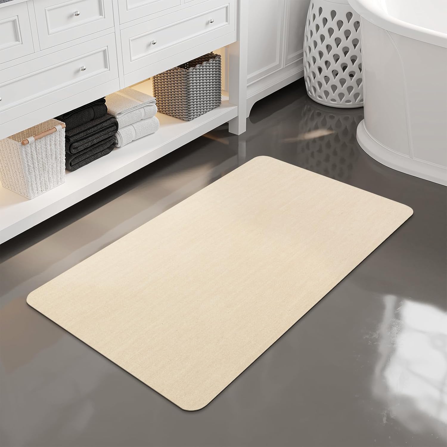 Light Grey Thin Non-Slip Bath Mat