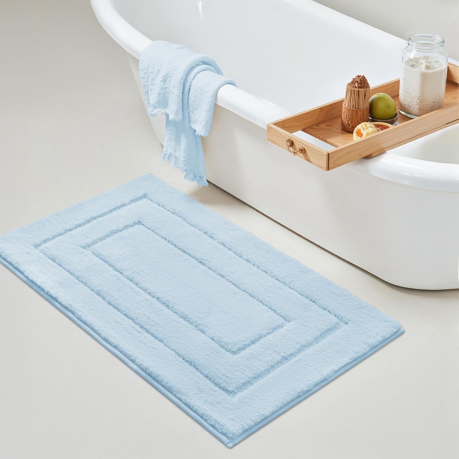 Gray Microfiber Non-Slip Bath Rug