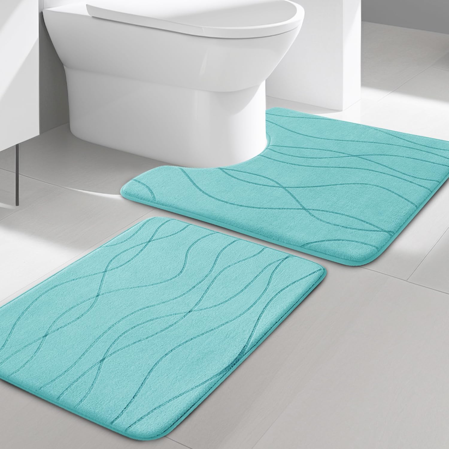 Dark Grey Memory Foam Bath Rug Set