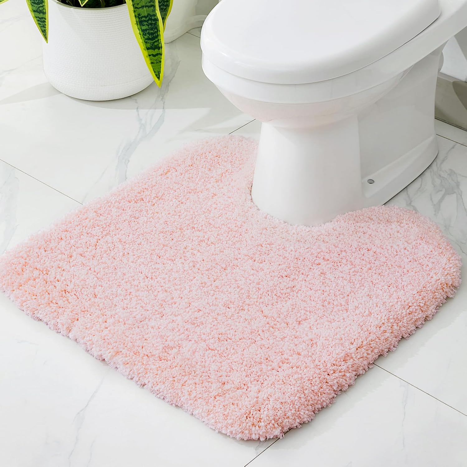 White Non-Slip Plush Bath Mat