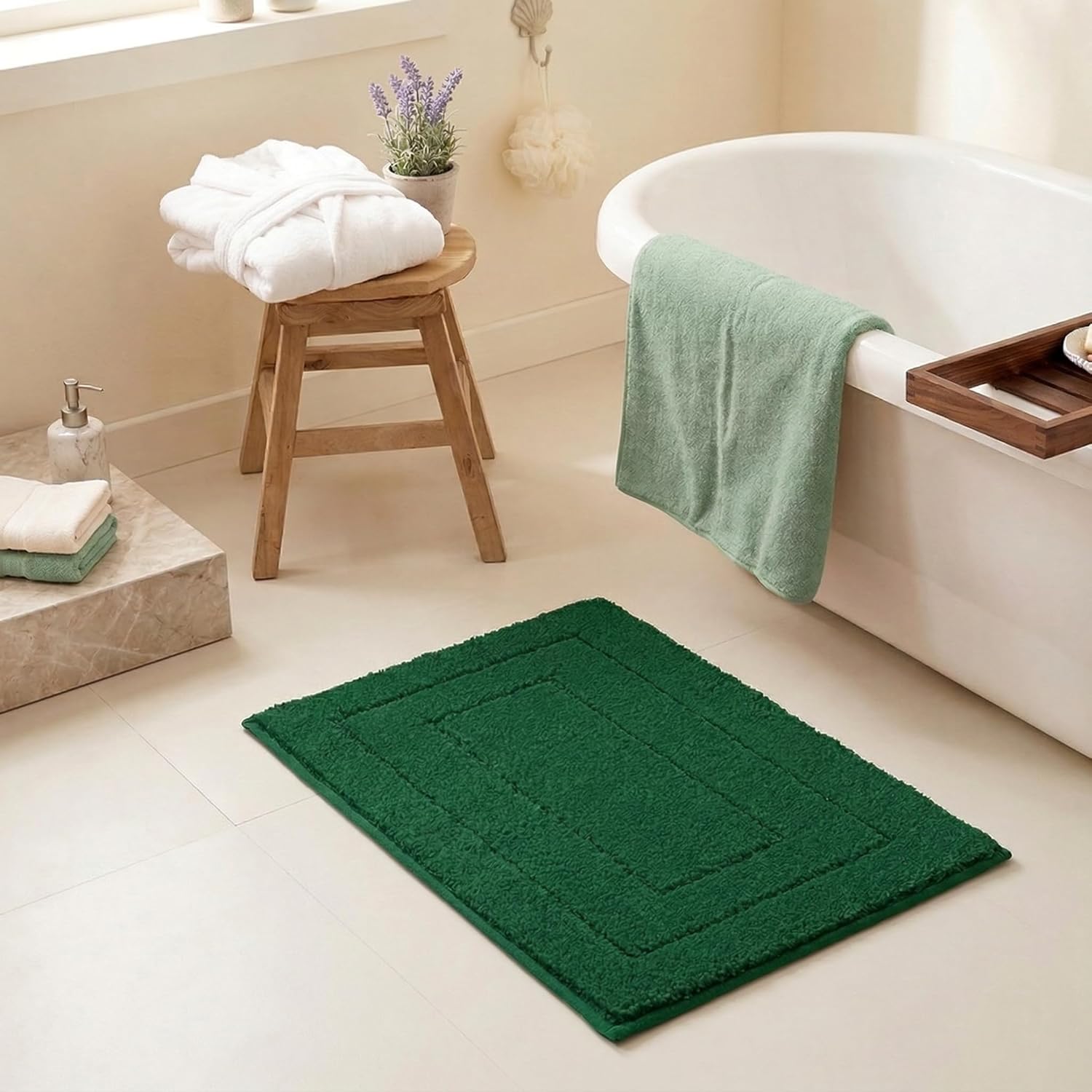 Gray Microfiber Non-Slip Bath Rug
