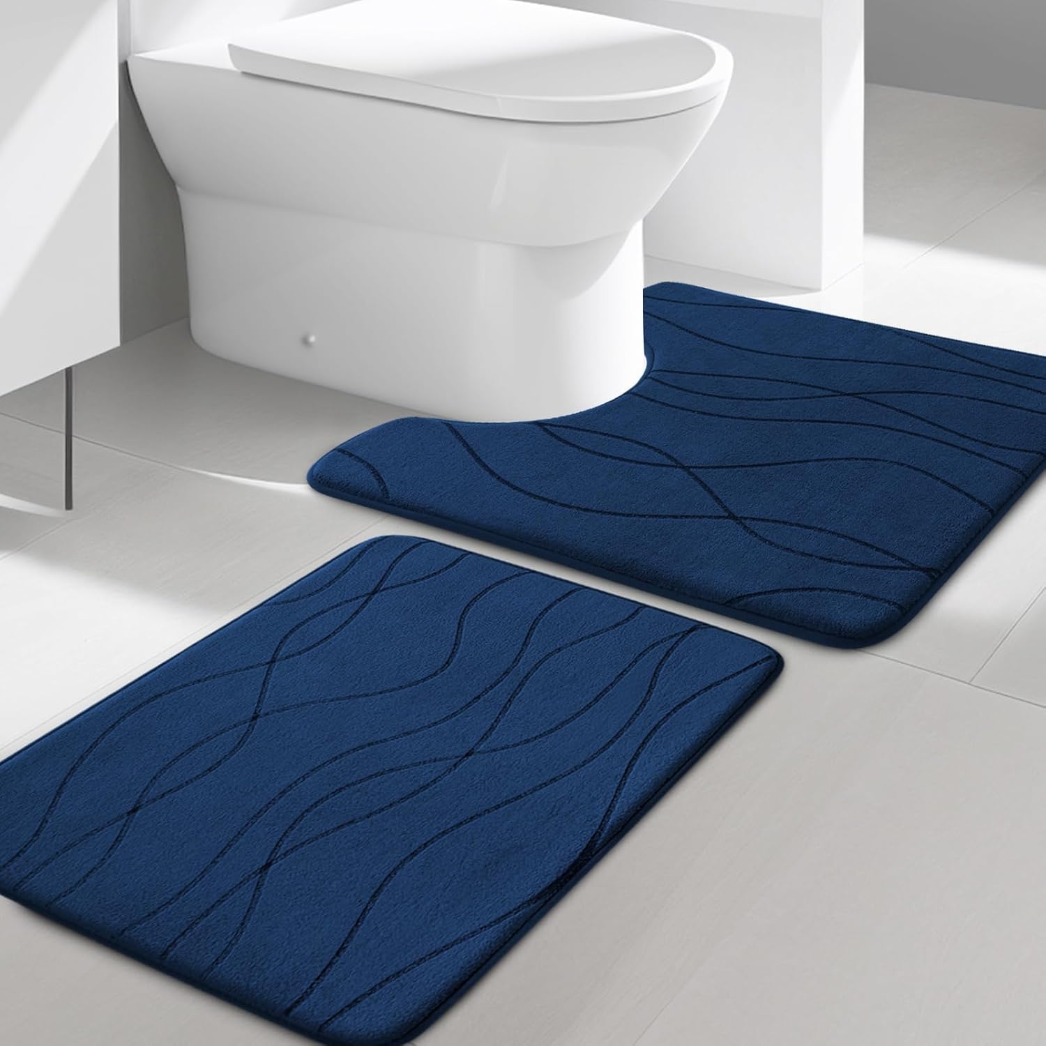 Dark Grey Memory Foam Bath Rug Set