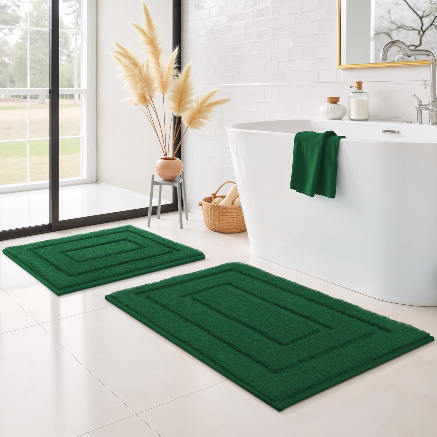 Gray Microfiber Non-Slip Bath Rug