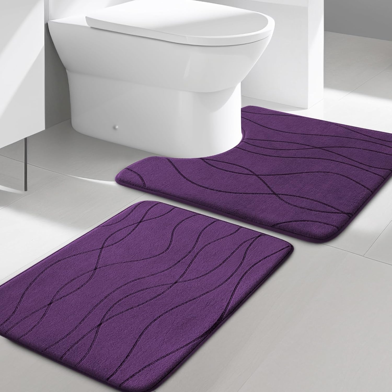 Dark Grey Memory Foam Bath Rug Set