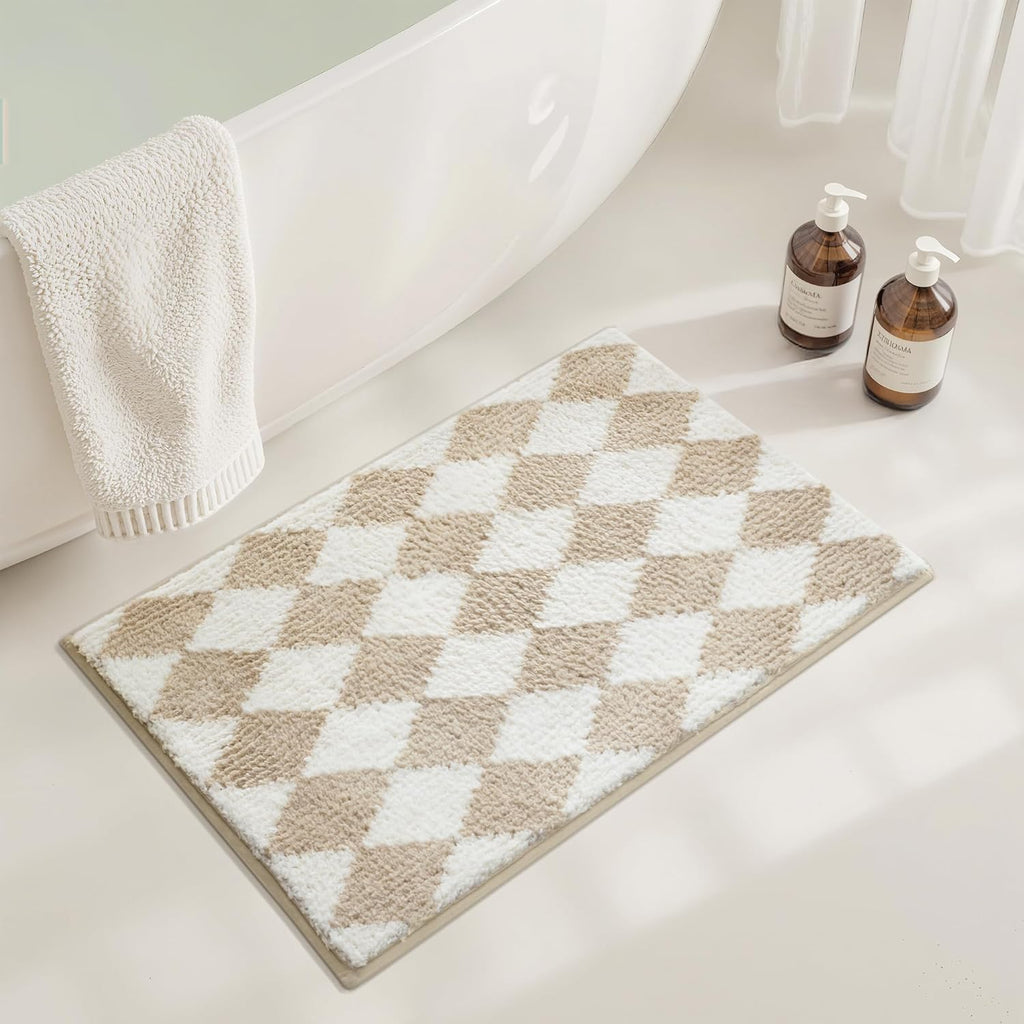 Gray Microfiber Non-Slip Bath Rug
