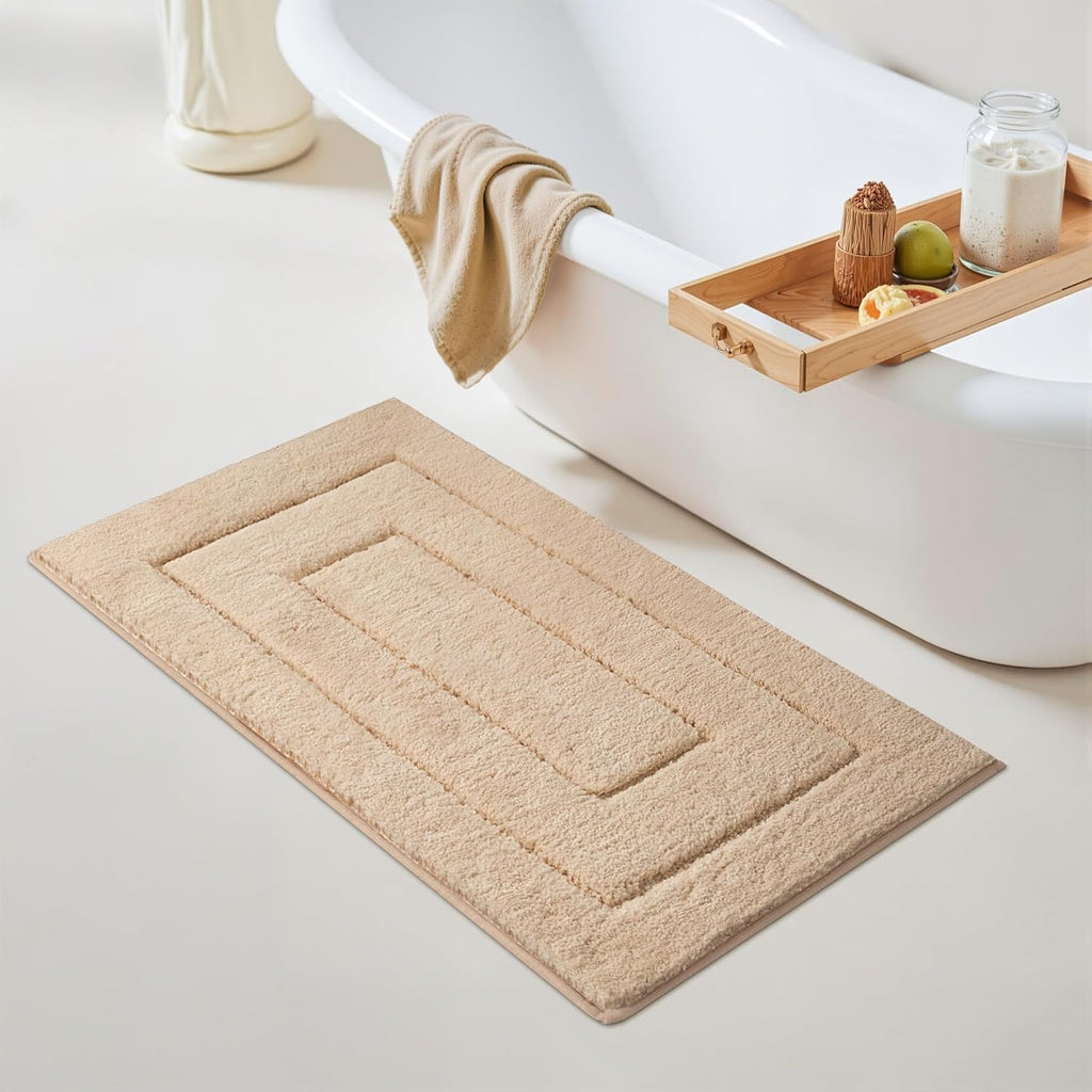 Gray Microfiber Non-Slip Bath Rug