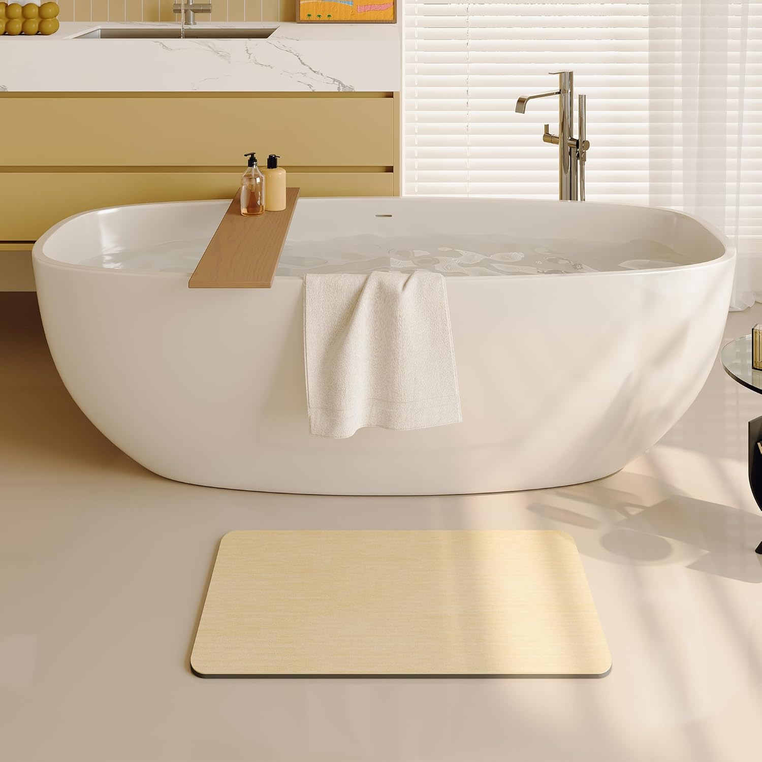 Light Grey Thin Non-Slip Bath Mat