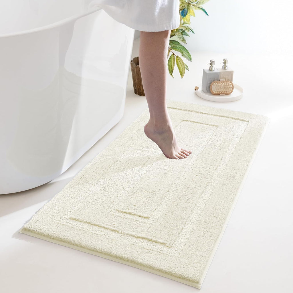 Gray Microfiber Non-Slip Bath Rug