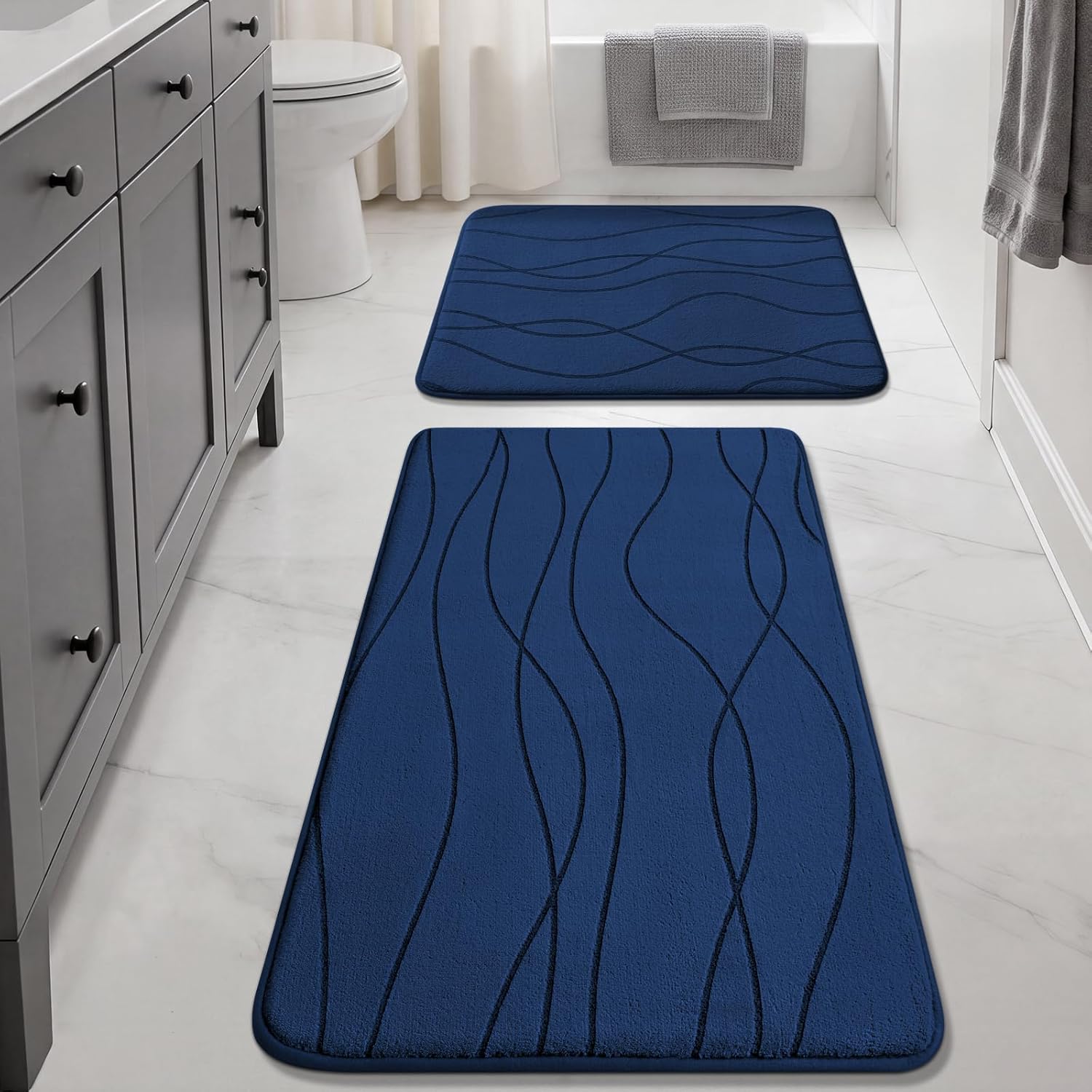 Dark Grey Memory Foam Bath Rug Set