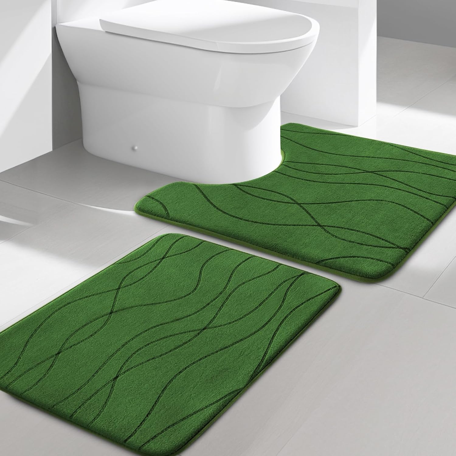 Dark Grey Memory Foam Bath Rug Set