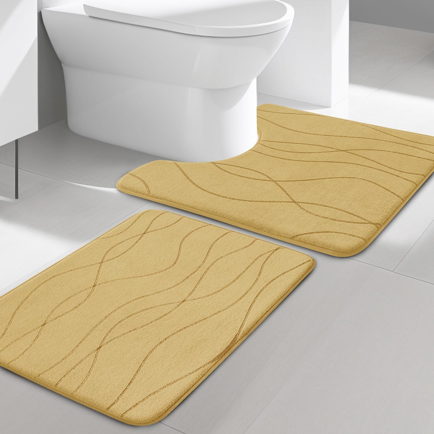 Dark Grey Memory Foam Bath Rug Set