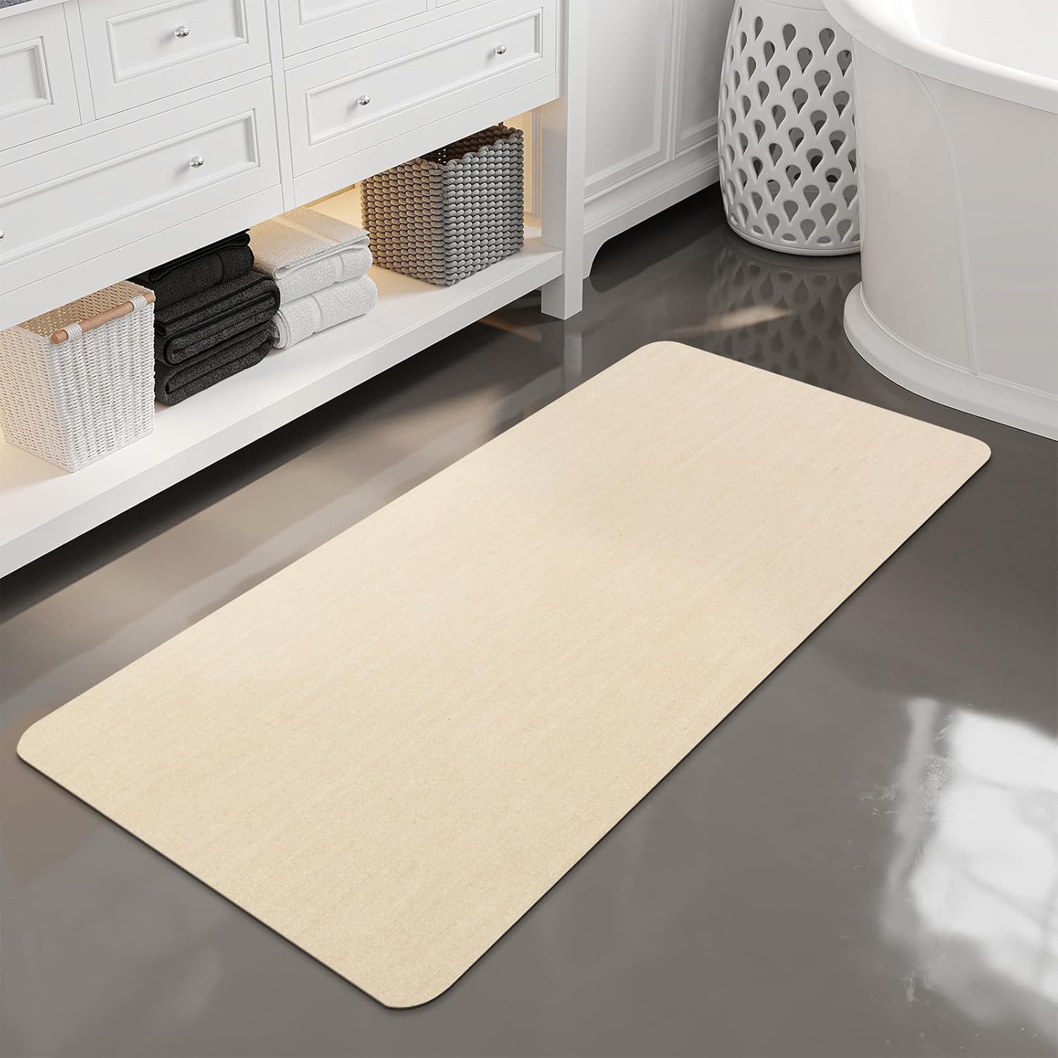Light Grey Thin Non-Slip Bath Mat