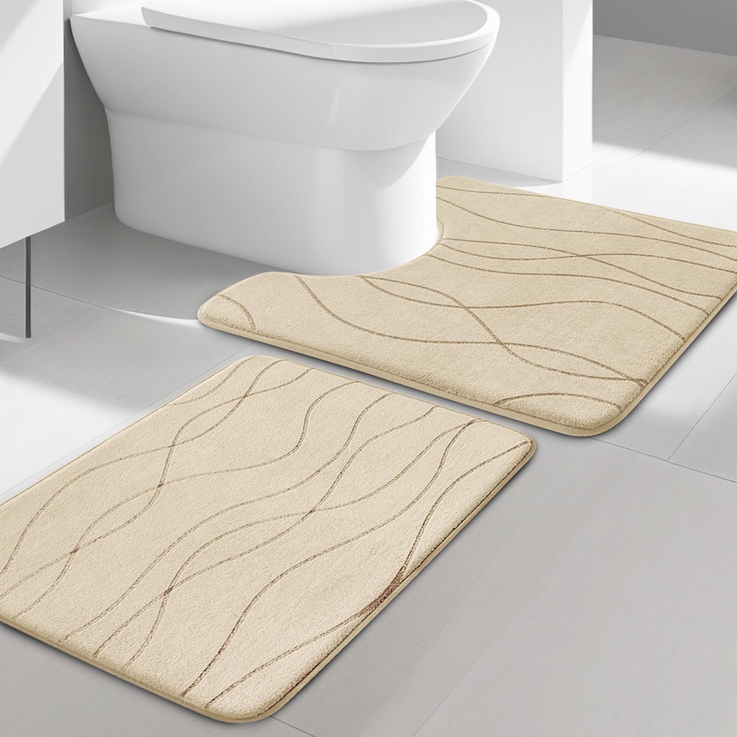 Dark Grey Memory Foam Bath Rug Set