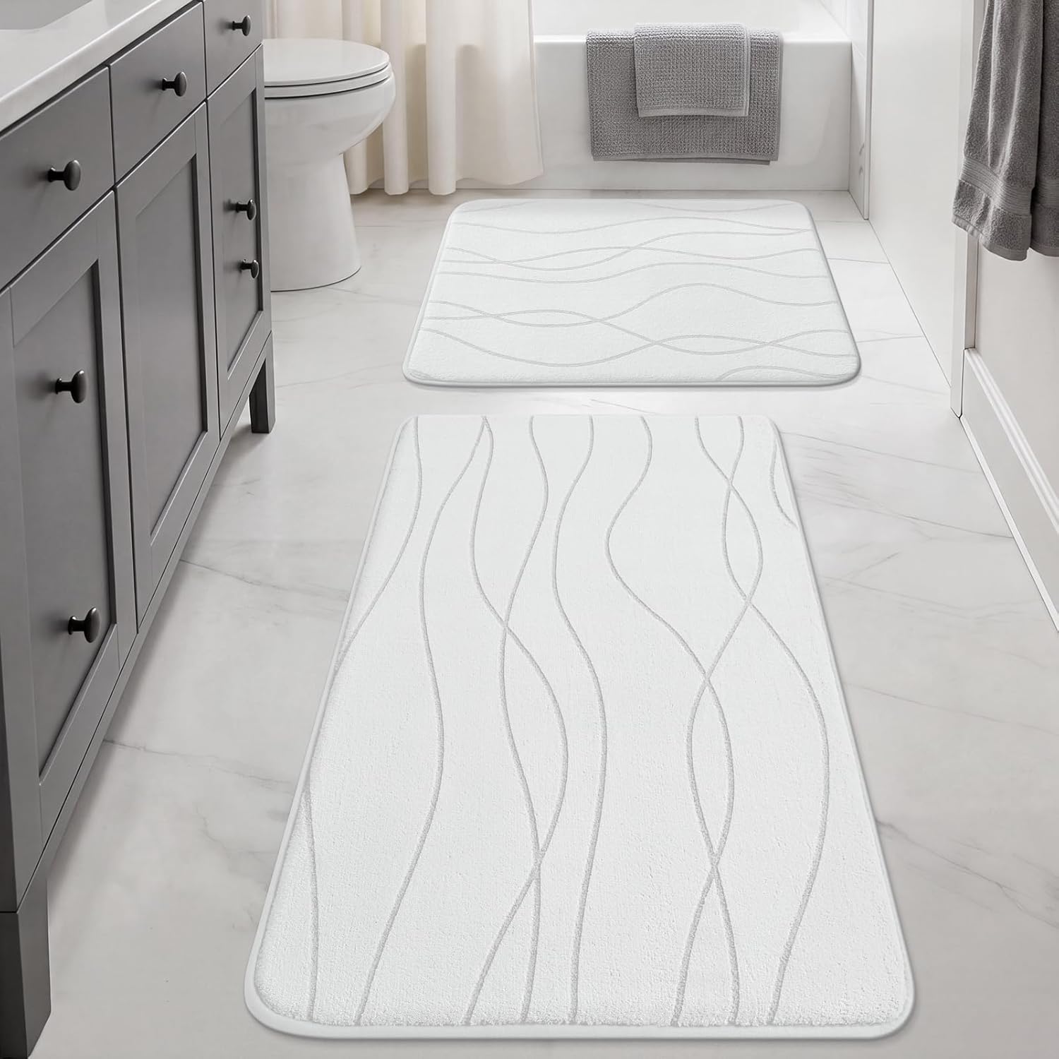 Dark Grey Memory Foam Bath Rug Set