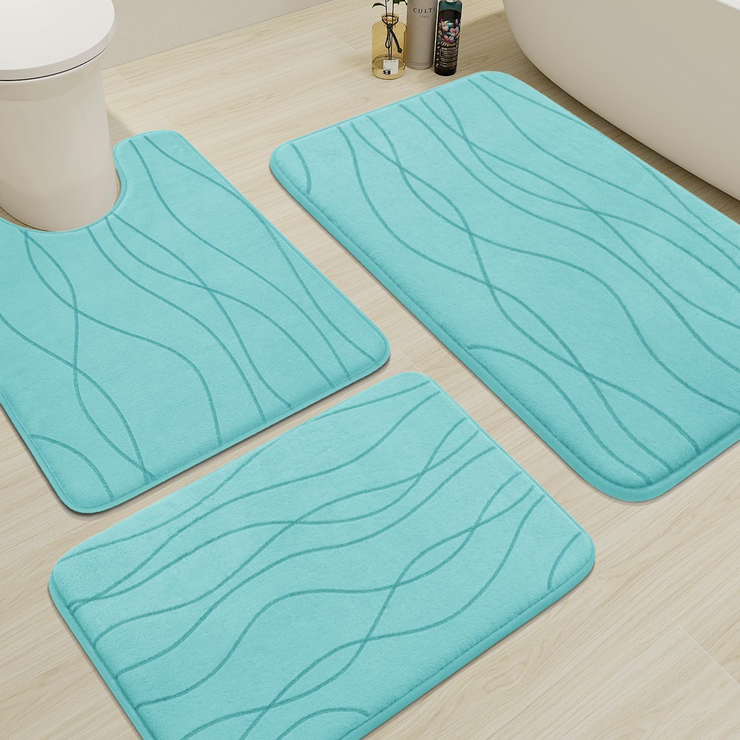 Dark Grey Memory Foam Bath Rug Set