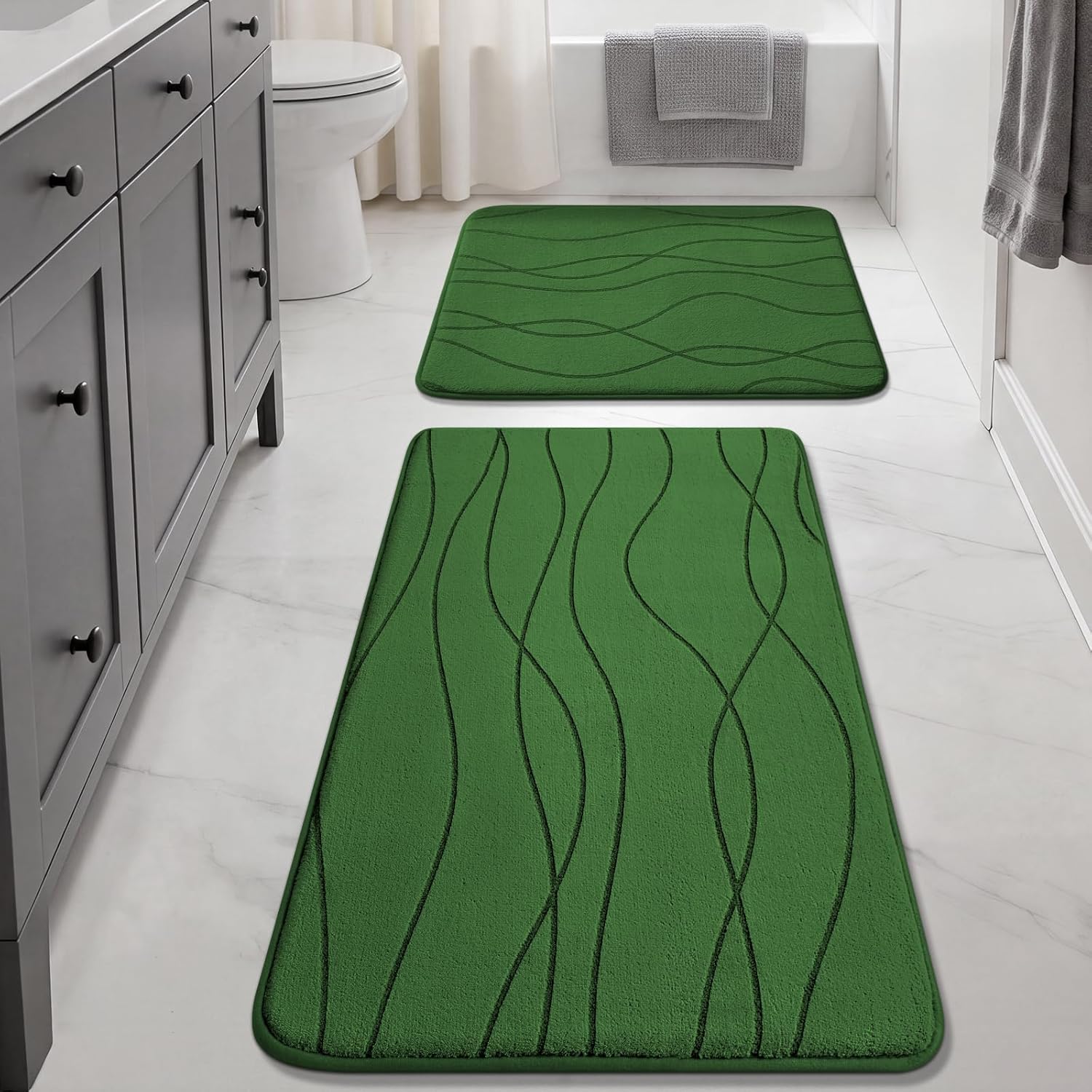 Dark Grey Memory Foam Bath Rug Set