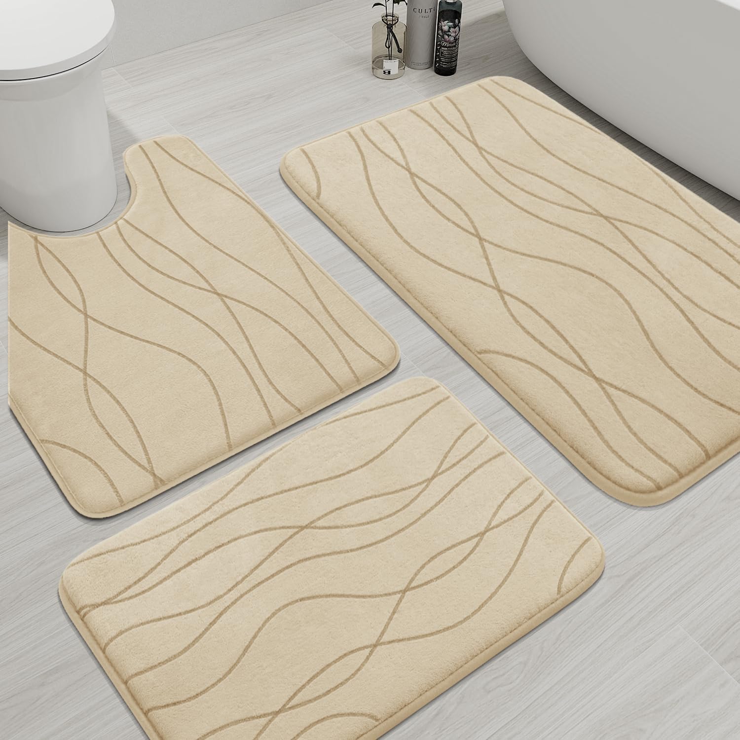Dark Grey Memory Foam Bath Rug Set