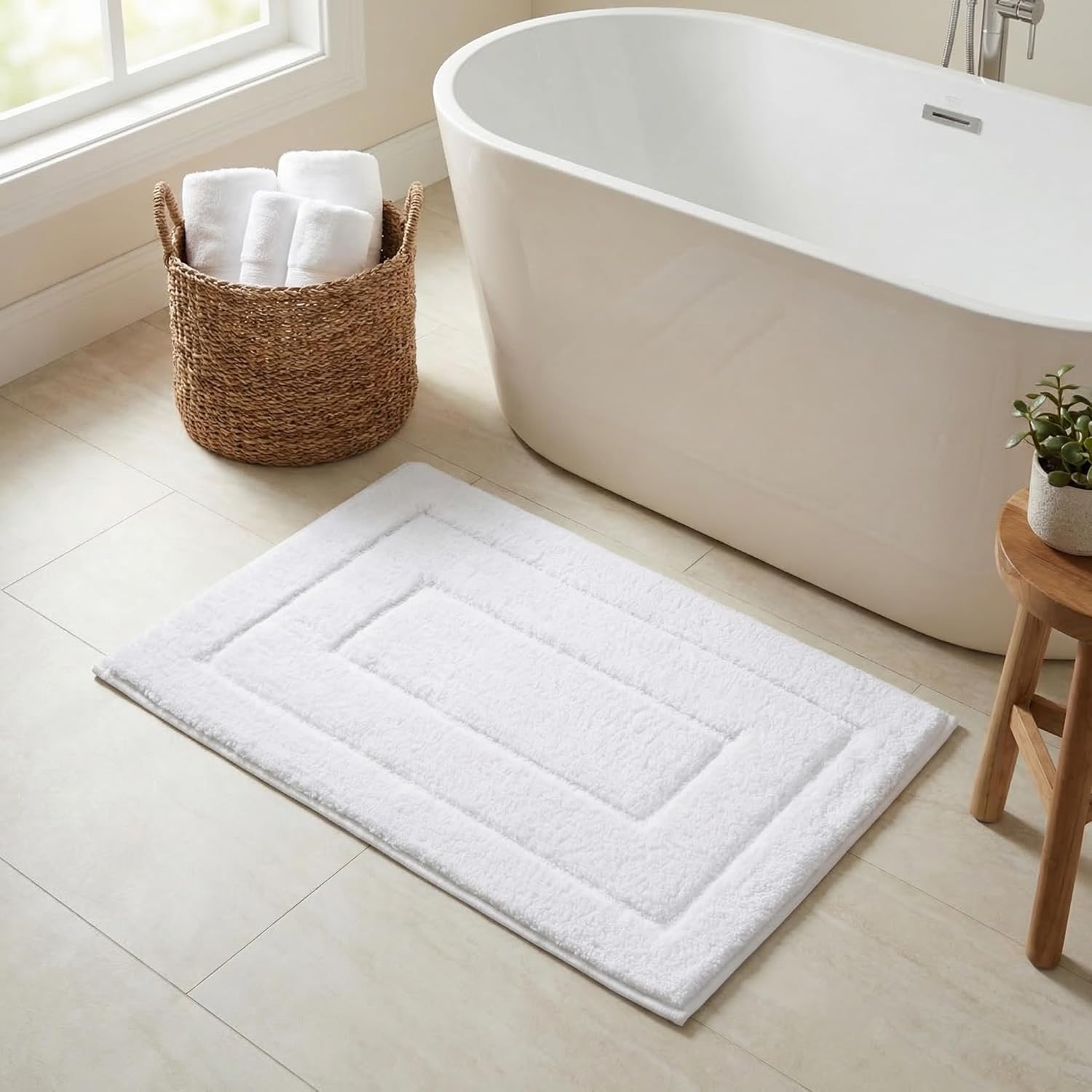 Gray Microfiber Non-Slip Bath Rug