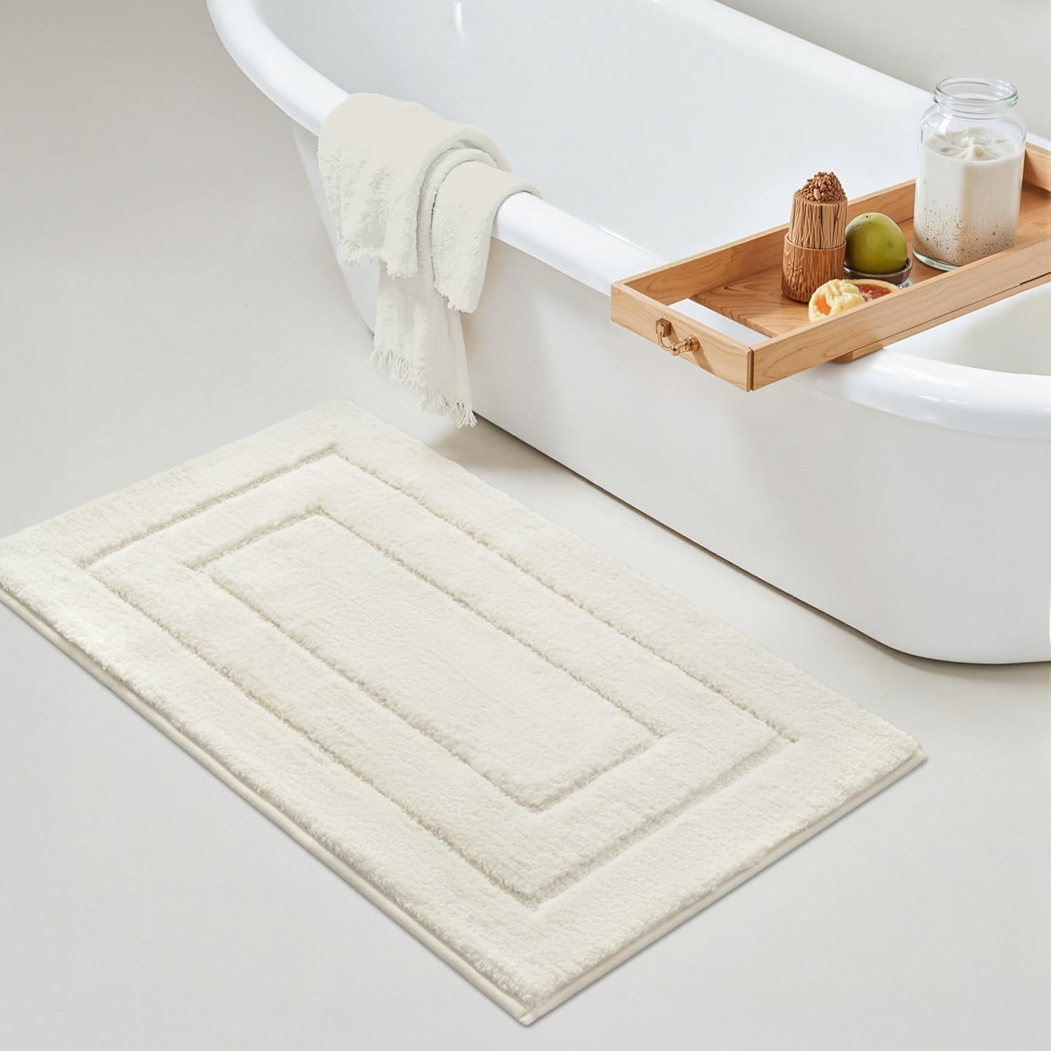 Gray Microfiber Non-Slip Bath Rug