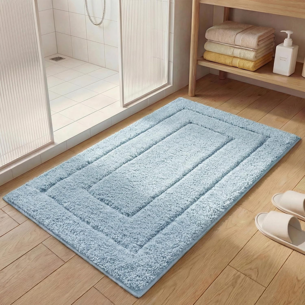 Gray Microfiber Non-Slip Bath Rug