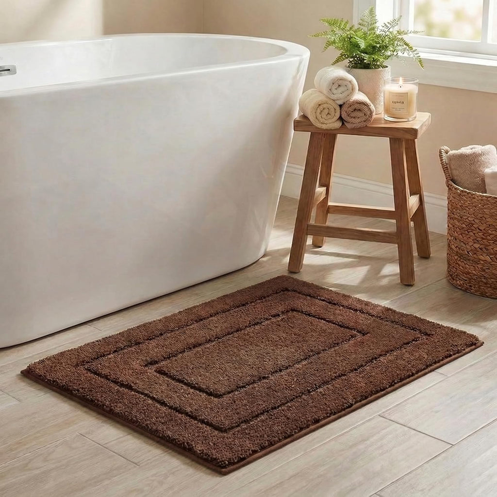 Gray Microfiber Non-Slip Bath Rug