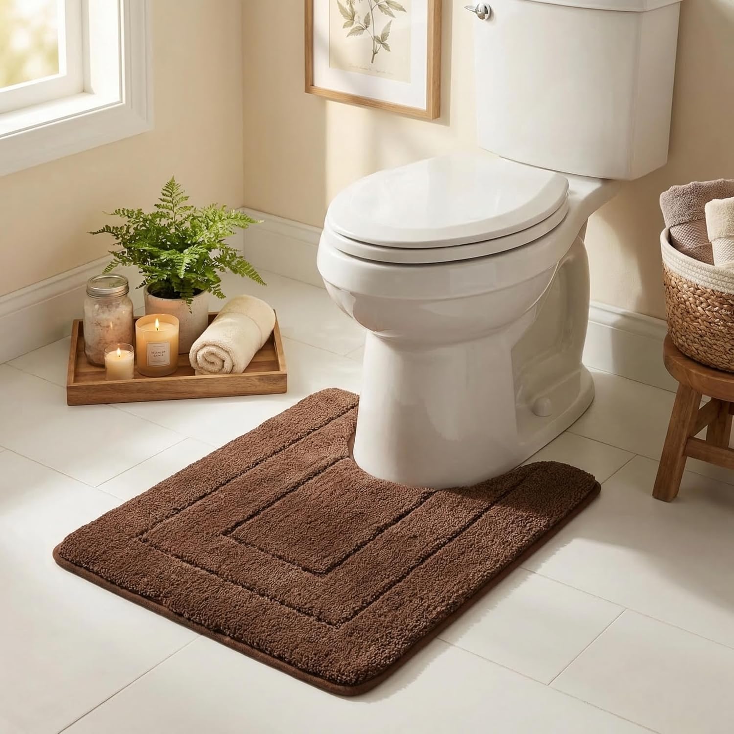 Gray Microfiber Non-Slip Bath Rug