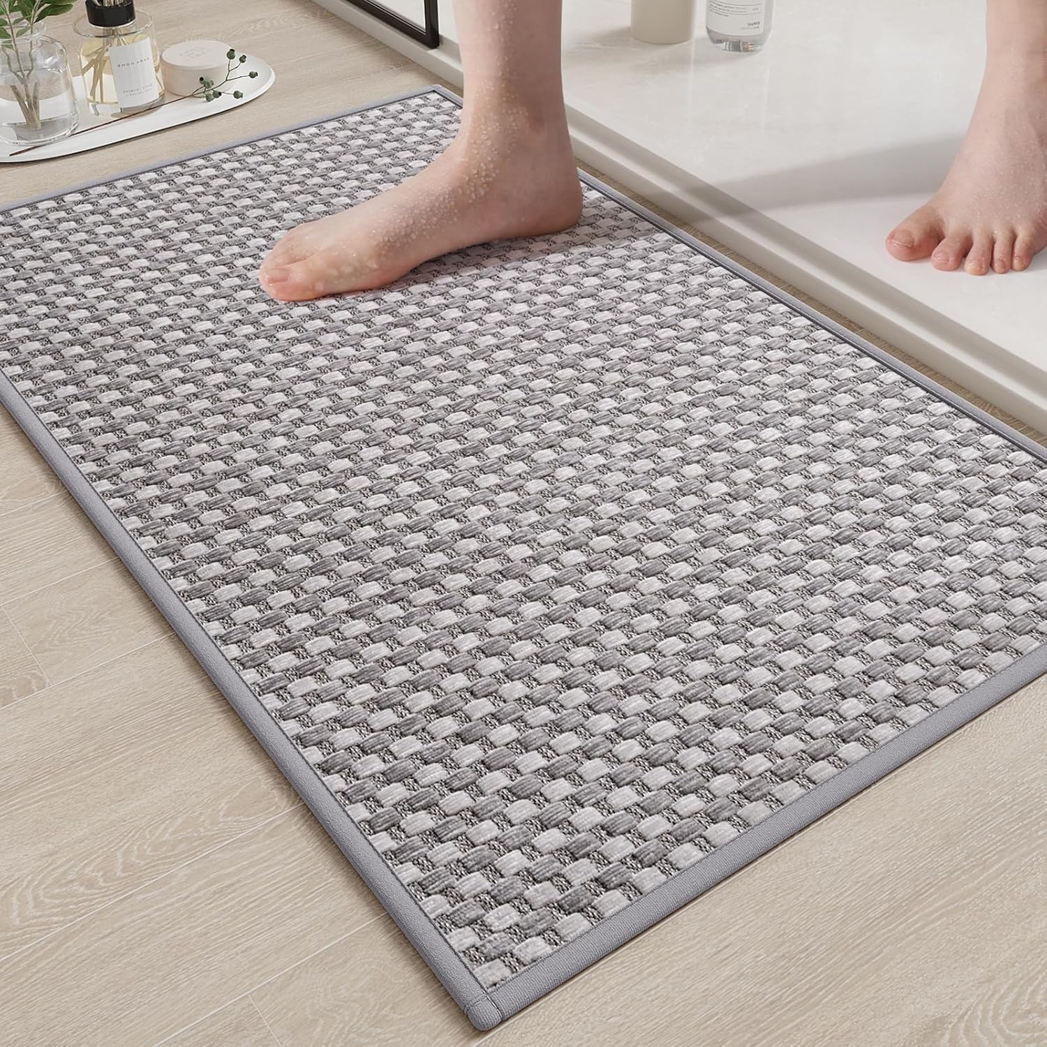 Gray Thin Non-Slip Bath Mat