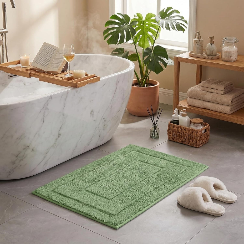 Gray Microfiber Non-Slip Bath Rug