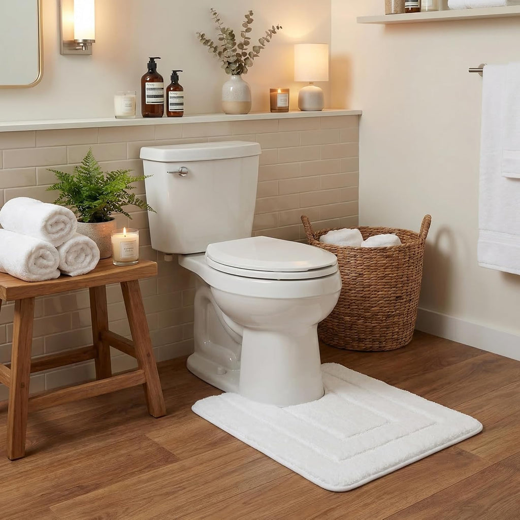 Gray Microfiber Non-Slip Bath Rug