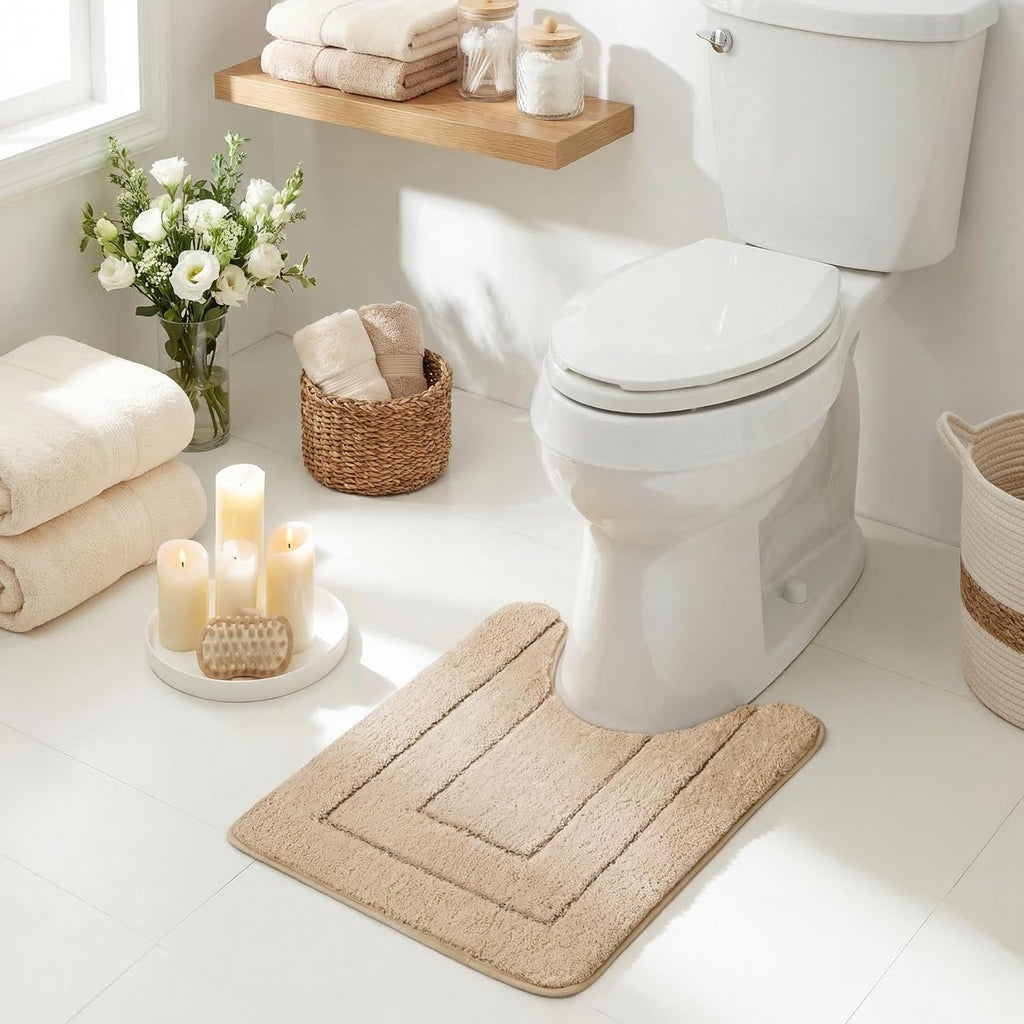 Gray Microfiber Non-Slip Bath Rug