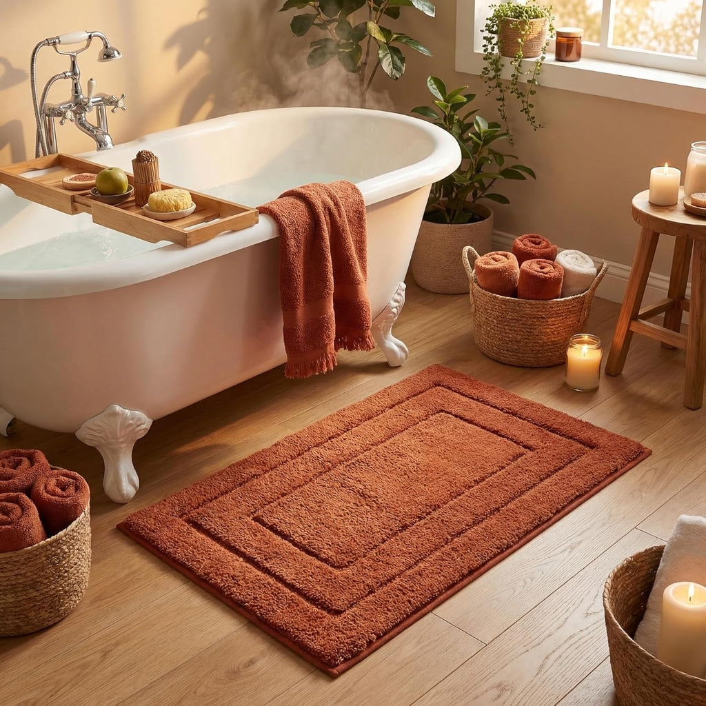 Gray Microfiber Non-Slip Bath Rug