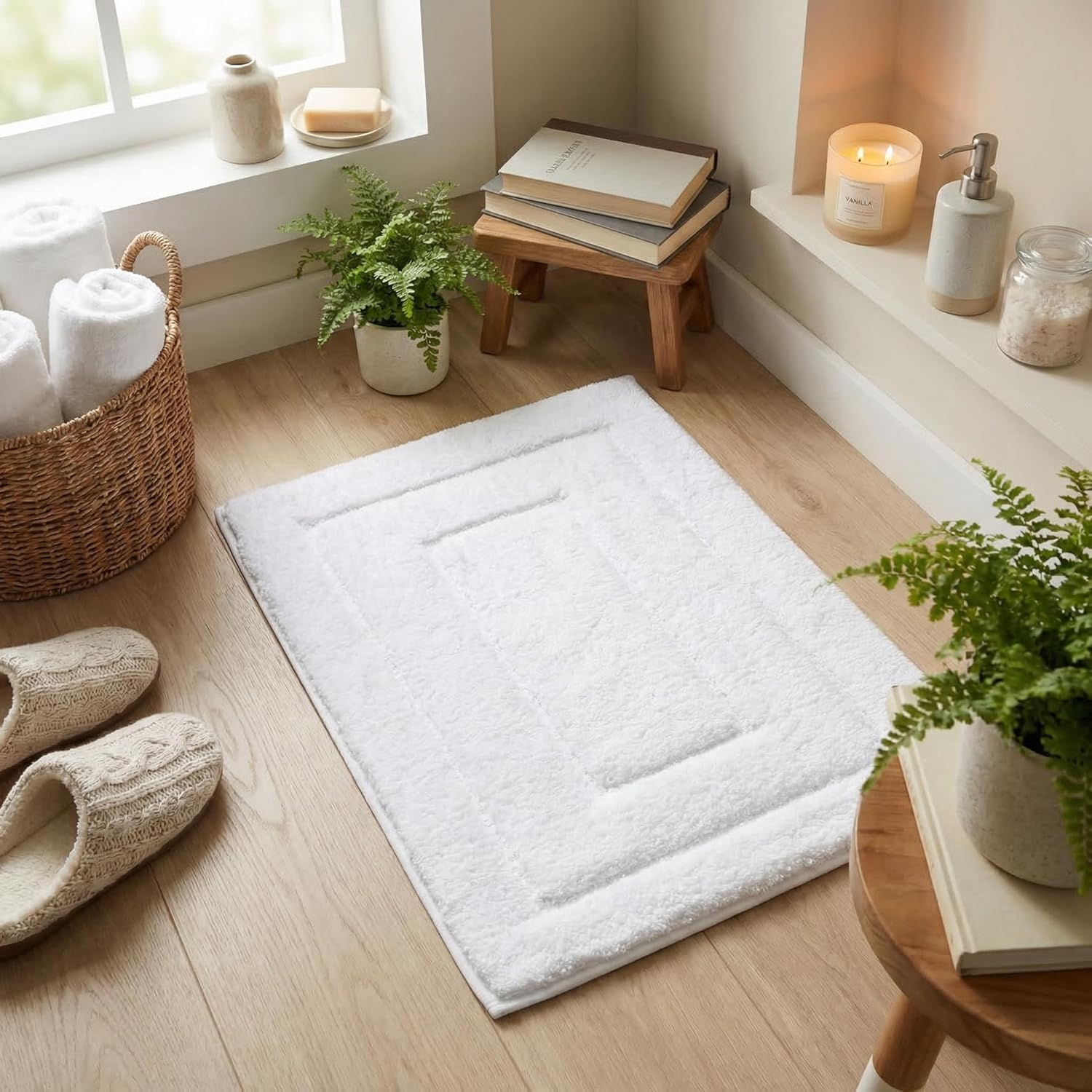 Gray Microfiber Non-Slip Bath Rug