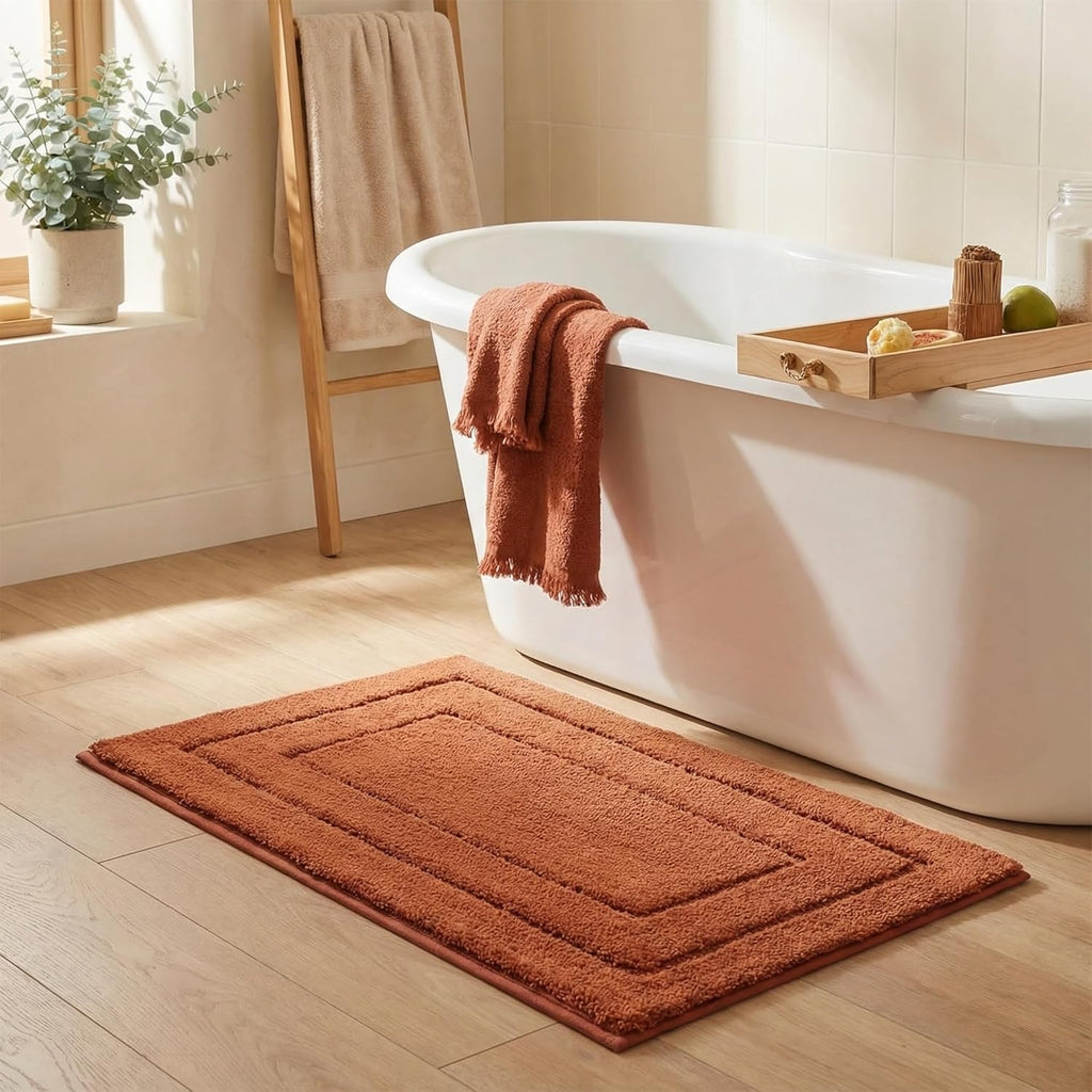 Gray Microfiber Non-Slip Bath Rug