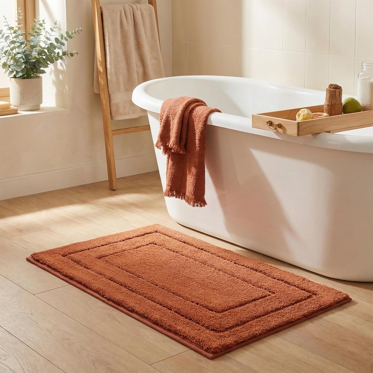 Gray Microfiber Non-Slip Bath Rug