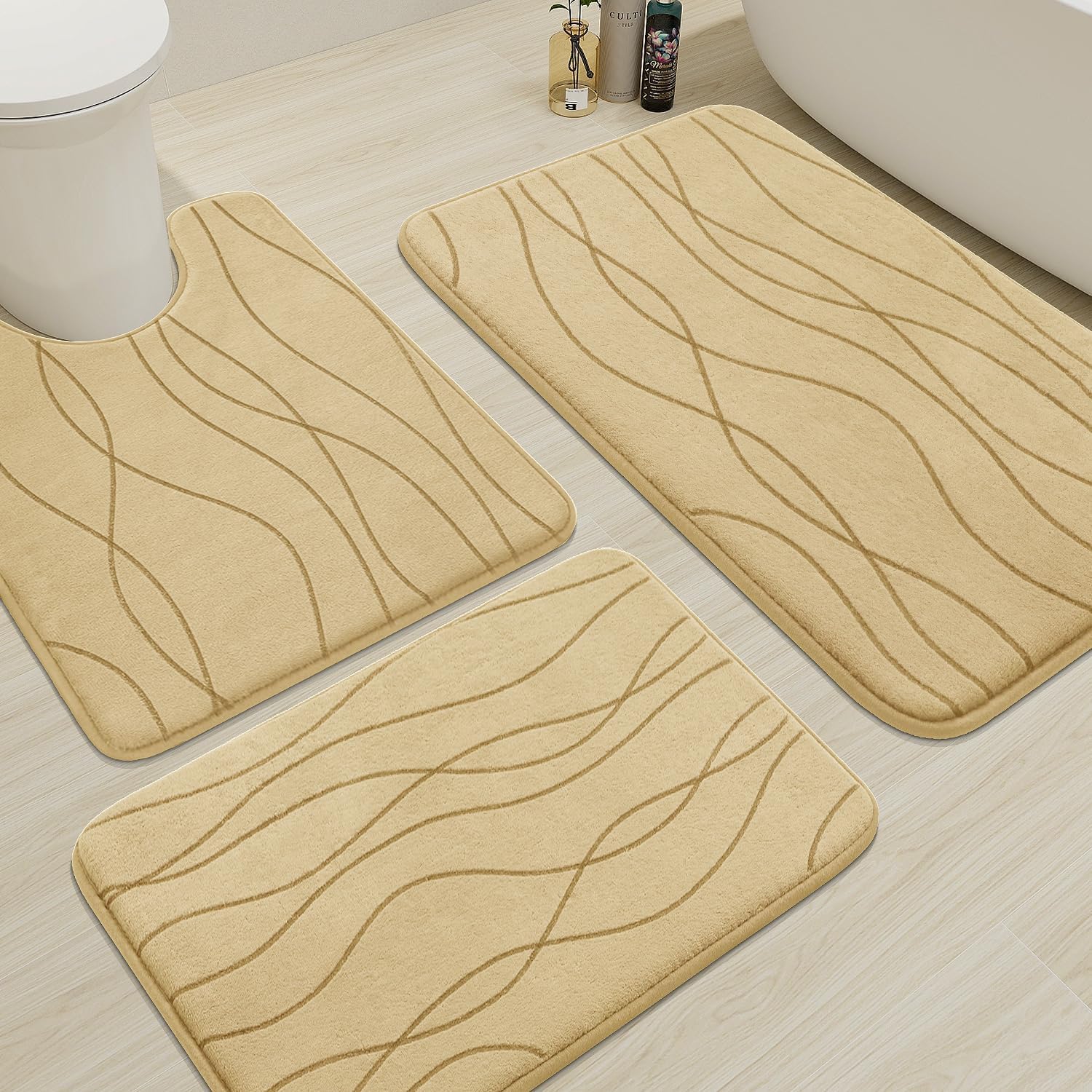 Dark Grey Memory Foam Bath Rug Set