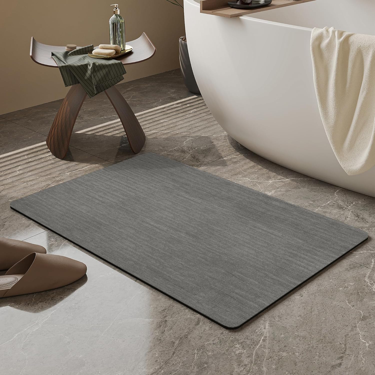 Light Grey Thin Non-Slip Bath Mat