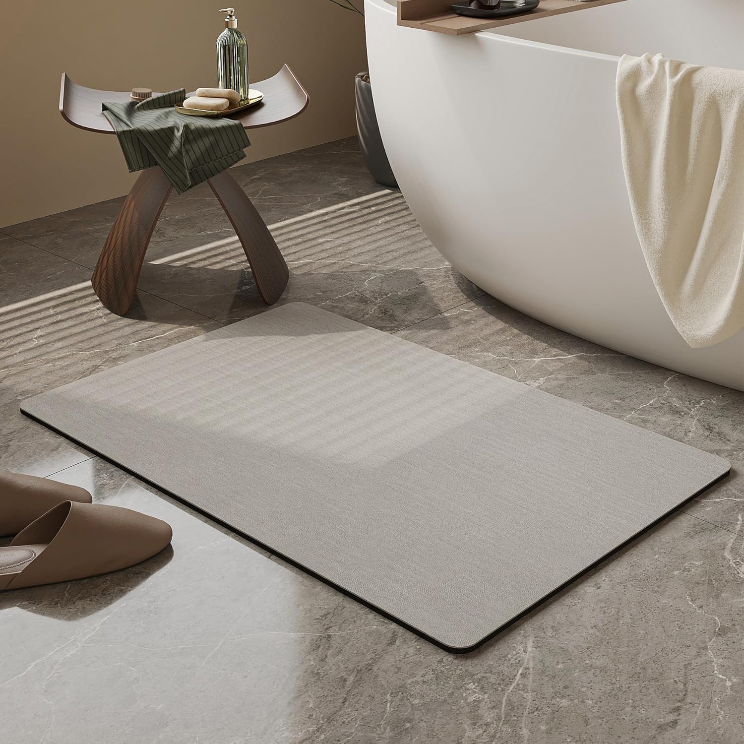 Light Grey Thin Non-Slip Bath Mat