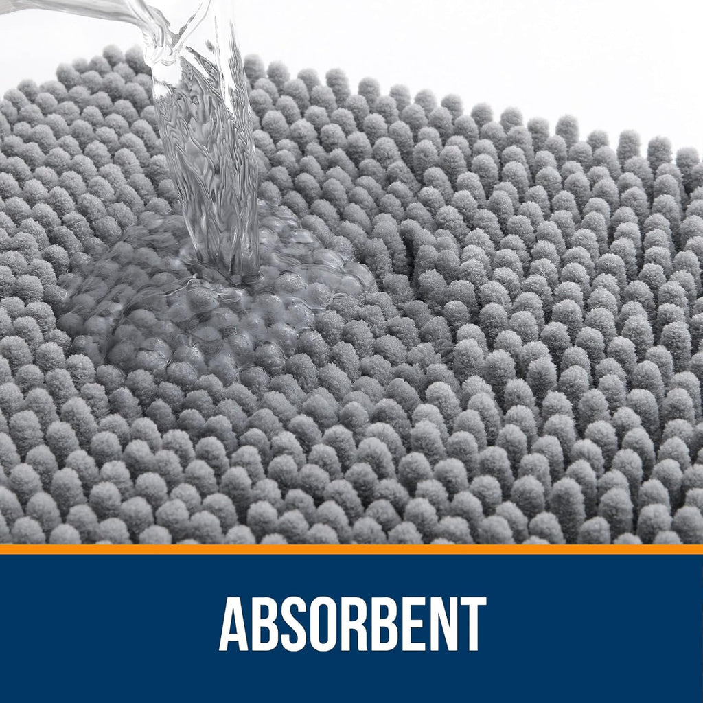 Grey Chenille Non-Slip Bath Rug