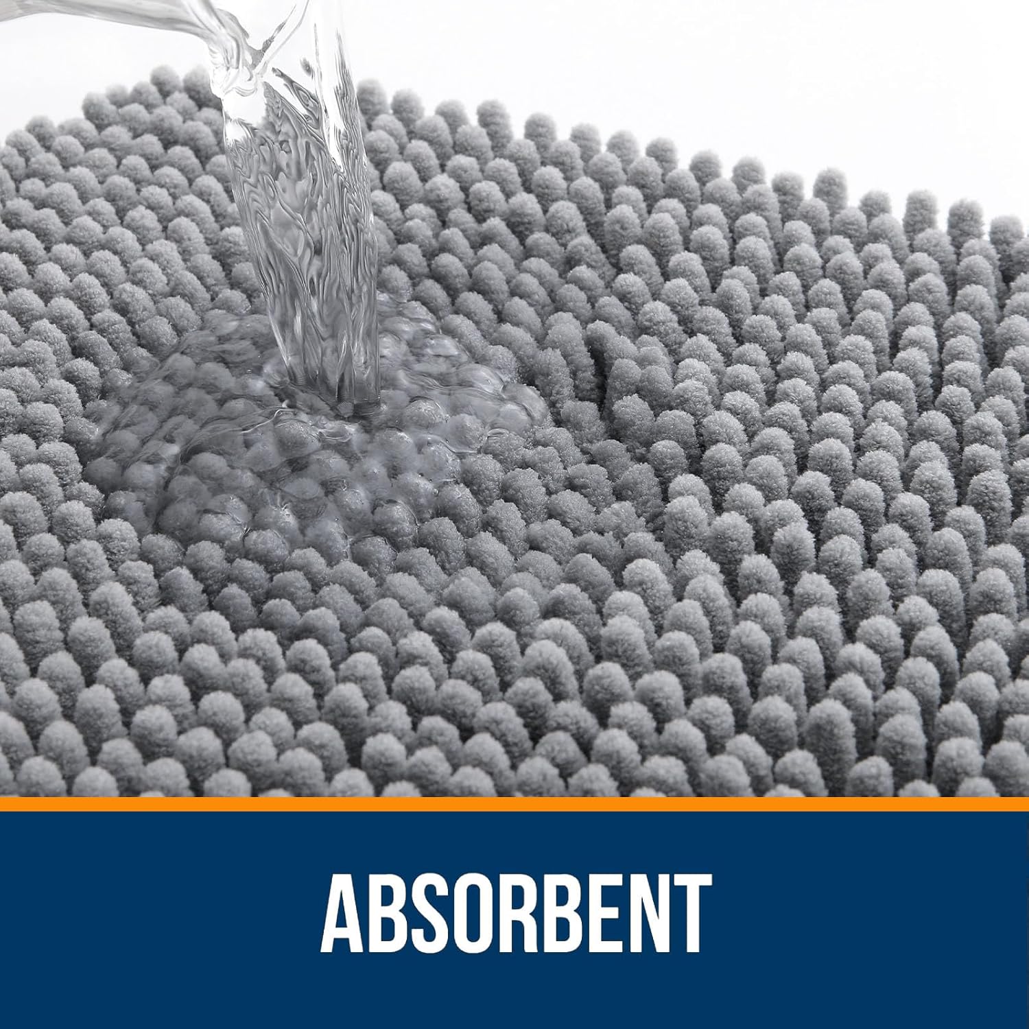 Grey Chenille Non-Slip Bath Rug
