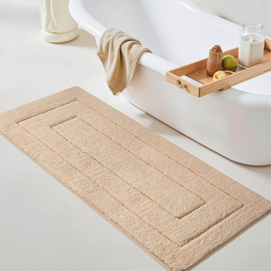 Gray Microfiber Non-Slip Bath Rug