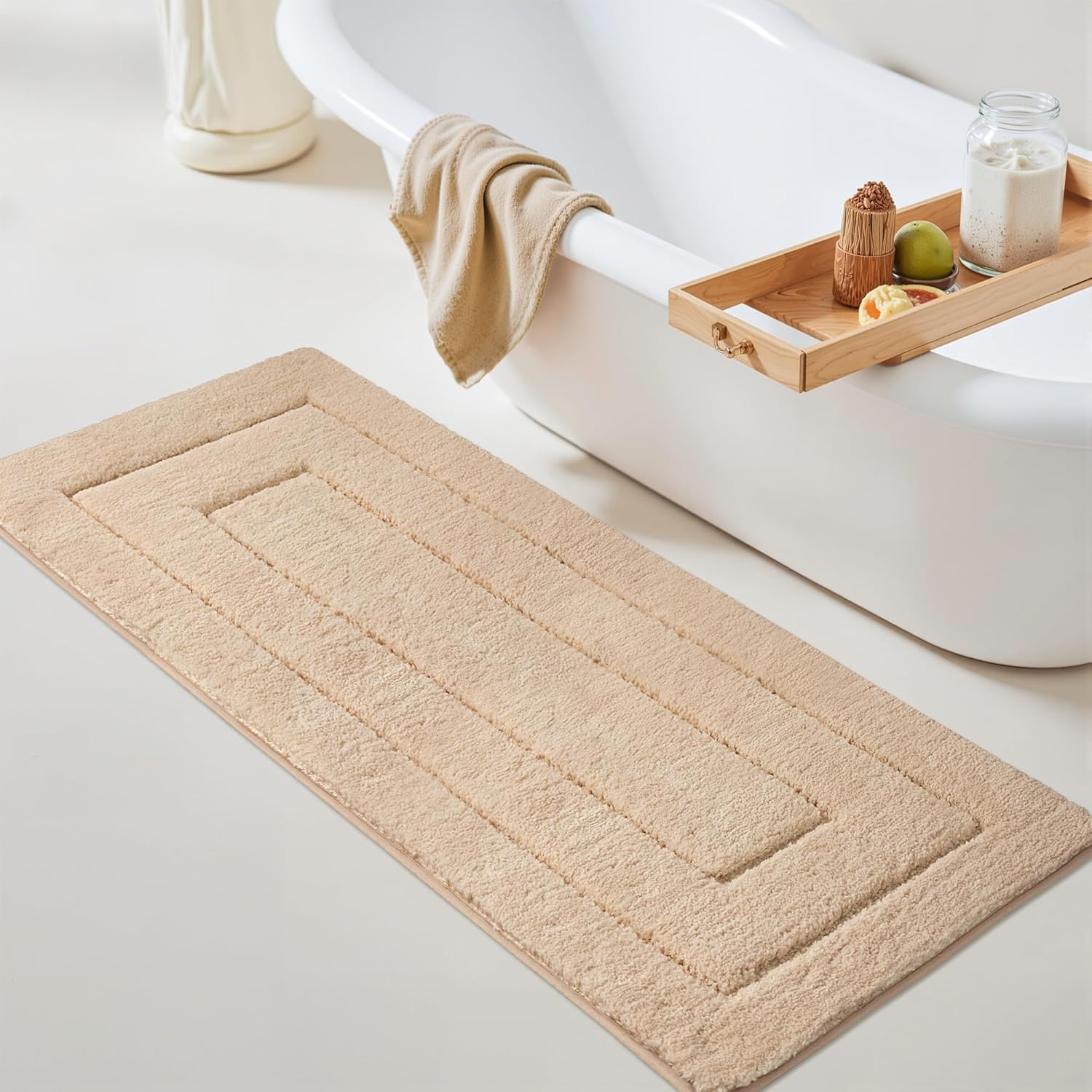 Gray Microfiber Non-Slip Bath Rug
