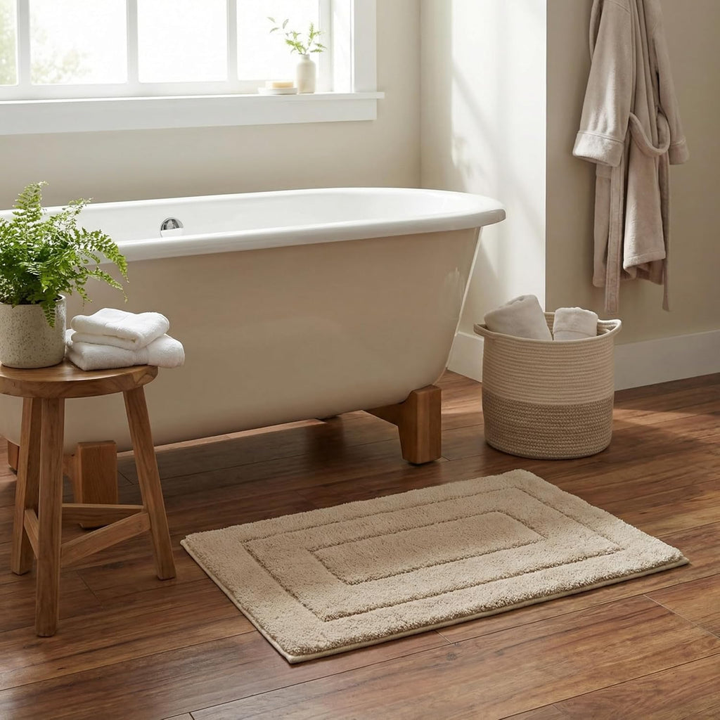 Gray Microfiber Non-Slip Bath Rug