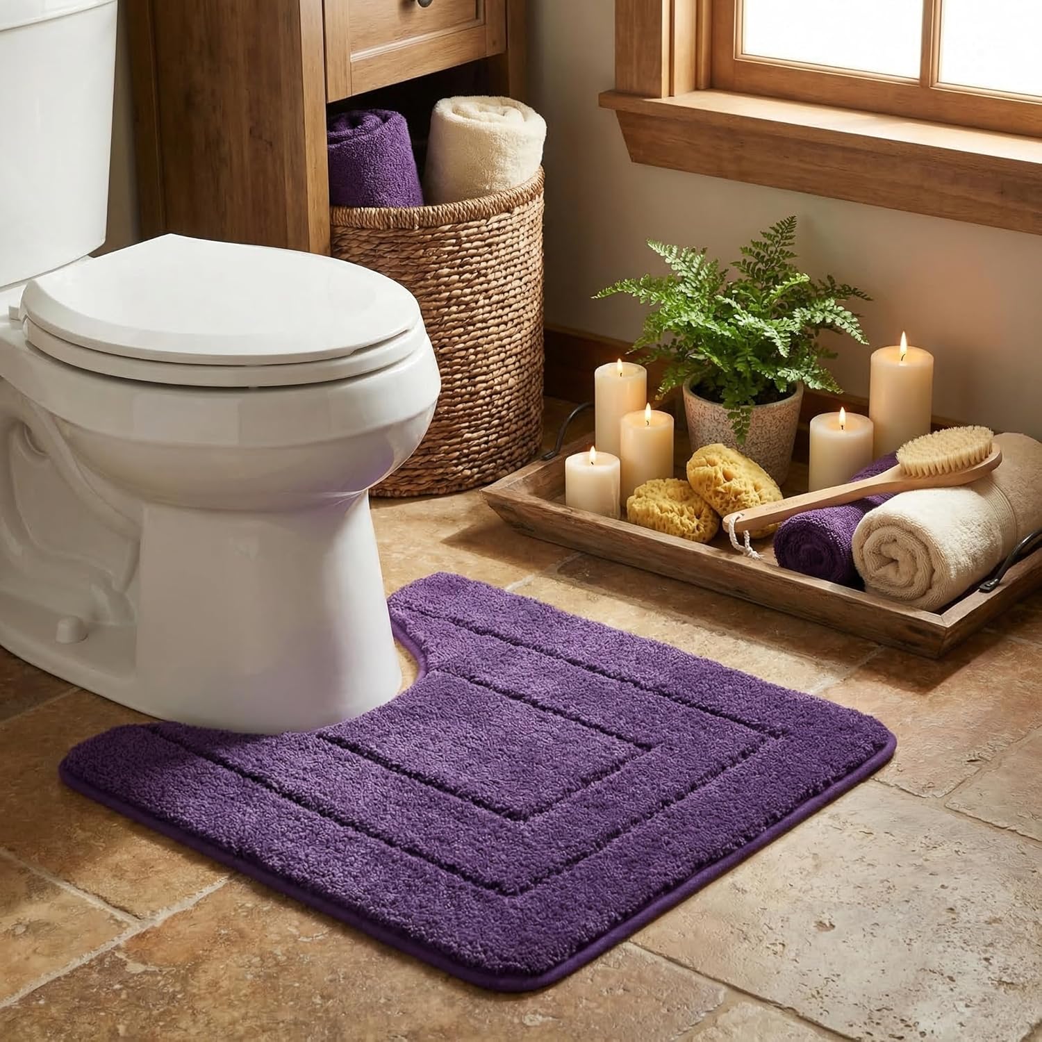 Gray Microfiber Non-Slip Bath Rug