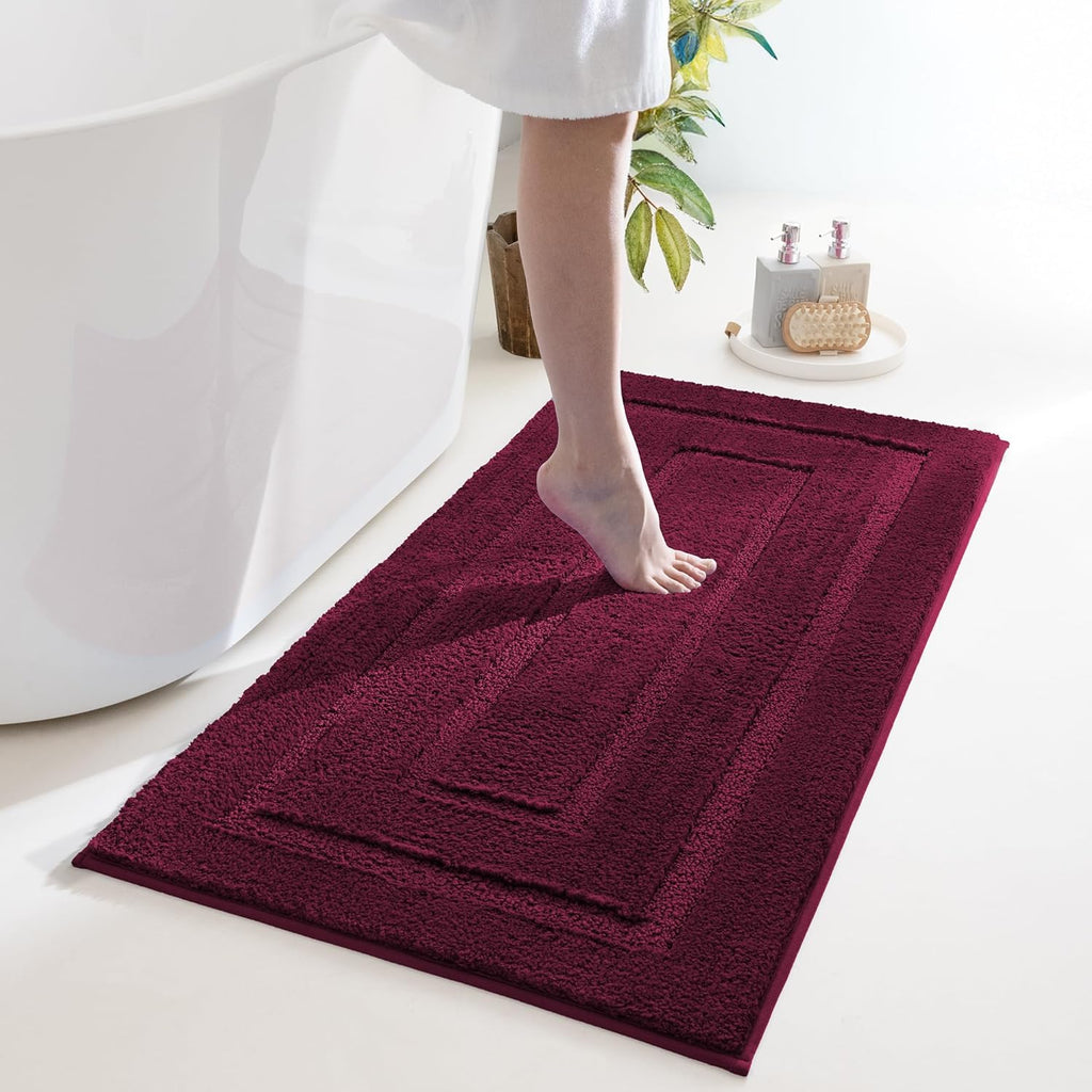 Gray Microfiber Non-Slip Bath Rug